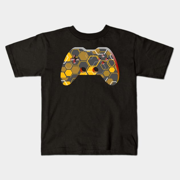 Honey Comb Yellow Pattern -Gaming Gamer Abstract - Gamepad Controller - Video Game Lover - Graphic Background Kids T-Shirt by MaystarUniverse